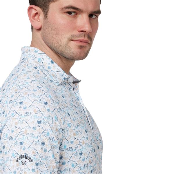 Callaway Gents Golf Novelty Print Polo Shirt Bright White (100)