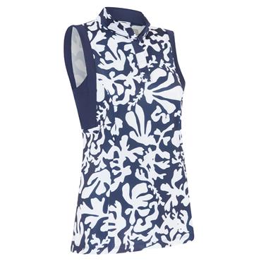 Callaway Ladies Abstract Floral Polo Shirt Peacoat (410)