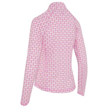 Callaway Ladies Deco Geo Print Long Sleeve Sun Protection ¼ Zip Fuchsia Purple (657)