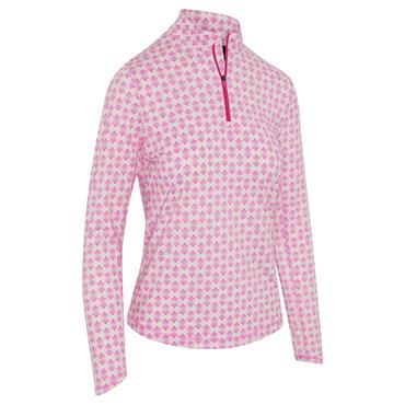 Callaway Ladies Deco Geo Print Long Sleeve Sun Protection ¼ Zip Fuchsia Purple (657)