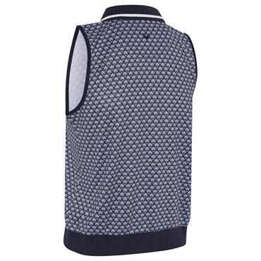 Callaway Ladies Sleeveless Scarf Geo Print Rib Collar Polo Shirt Peacoat (410)