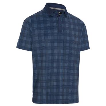 Callaway Gents Chev Plaid Print Polo Shirt Peacoat (410)