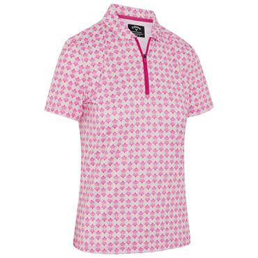 Callaway Ladies Deco Geo Print Mesh Insert Polo Shirt Fuchsia Purple (657)