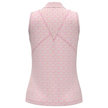 Callaway Ladies Sleeveless Deco Geo Print Polo Shirt Fuchsia Purple (657)