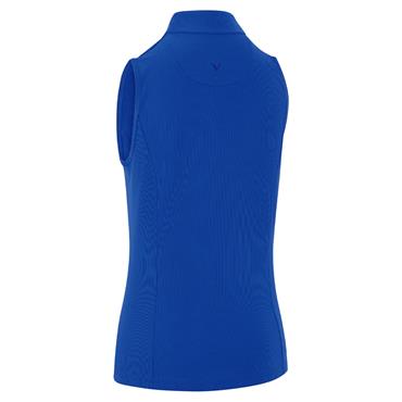 Callaway Ladies Sleeveless Rib Play Zip Mock Polo Shirt Blue Tattoo (959)