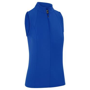 Callaway Ladies Sleeveless Rib Play Zip Mock Polo Shirt Blue Tattoo (959)