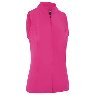 Callaway Ladies Sleeveless Rib Play Zip Mock Polo Shirt Fuchsia Purple (657)