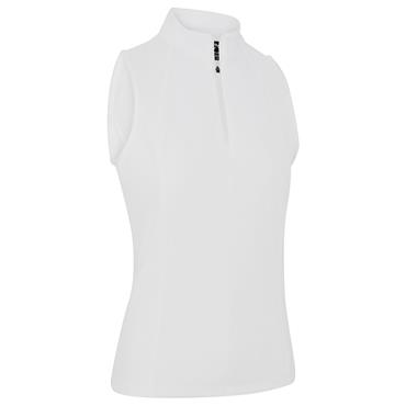 Callaway Ladies Sleeveless Rib Play Zip Mock Polo Shirt White (123)