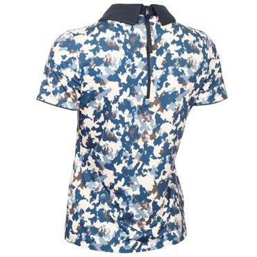 Calvin Klein Golf Ladies Alba Printed Polo Shirt Buttercream - Dark Denim