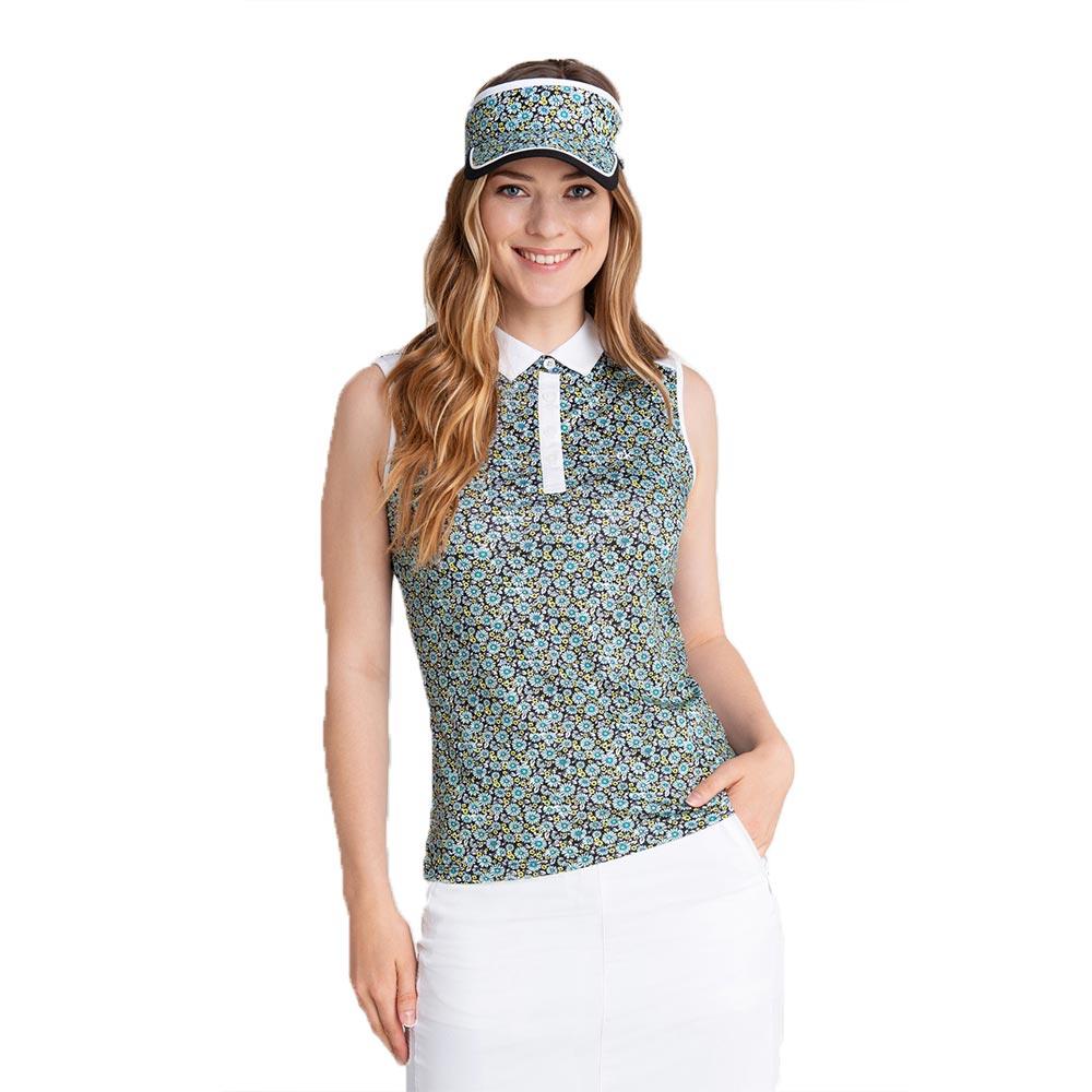 Calvin Klein Golf Ladies Catalina Sleeveless Polo Shirt Aqua Black