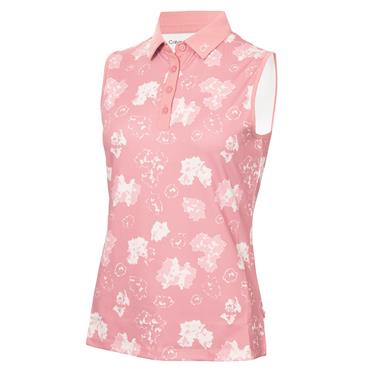 Calvin Klein Golf Ladies Harmony Printed Sleeveless Polo Shirt Powder Pink