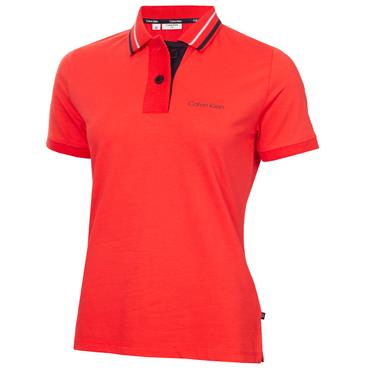 Calvin Klein Golf Ladies Alina Short Sleeve Polo Shirt Coral Red