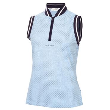 Calvin Klein Golf Ladies Camilla Printed Sleeveless Polo Shirt Blue Bell