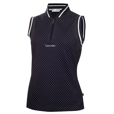 Calvin Klein Golf Ladies Camilla Printed Sleeveless Polo Shirt Navy
