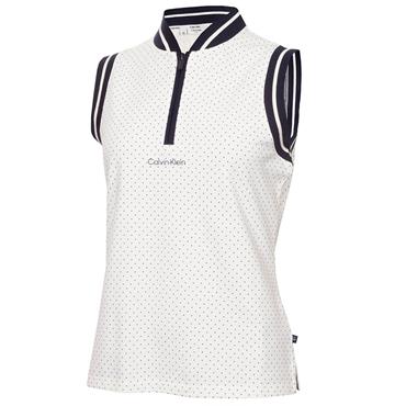Calvin Klein Golf Ladies Camilla Printed Sleeveless Polo Shirt White