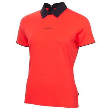 Calvin Klein Golf Ladies Brooke Short Sleeve Polo Shirt Coral Red