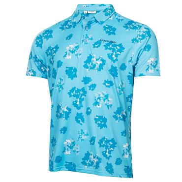 Calvin Klein Golf Gents Cyber Floral Printed Polo Shirt Aquarius