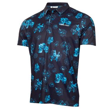 Calvin Klein Golf Gents Cyber Floral Printed Polo Shirt Navy