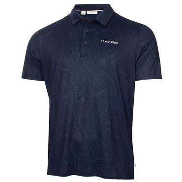 Calvin Klein Golf Gents Marble Print Polo Shirt Navy