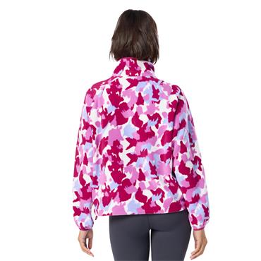Gym+Coffee Ladies Snap Polar Fleece Pink Pop Print