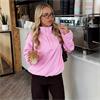 Gym+Coffee Ladies Snap Collar Sierra Sweatshirt Pink Blossom