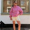 Gym+Coffee Ladies Snap Collar Sierra Sweatshirt Pink Velvet