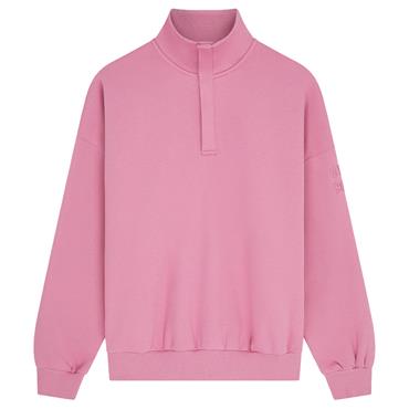 Gym+Coffee Ladies Snap Collar Sierra Sweatshirt Pink Velvet