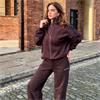 Gym+Coffee Ladies Snap Collar Sierra Sweatshirt Mocha Bean