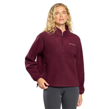 Gym+Coffee Ladies Polar Half Zip Fleece Cherry Crush