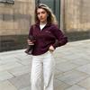 Gym+Coffee Ladies Knit Half Zip Grape Noir