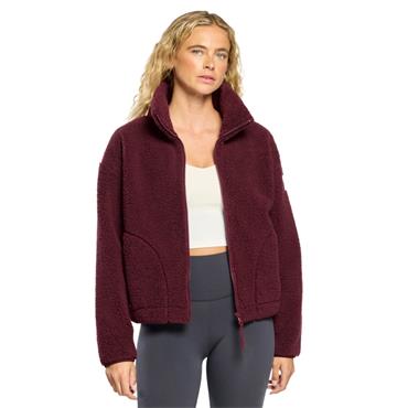 Gym+Coffee Ladies Industry Fleece High Collar Jacket Cherry Crush