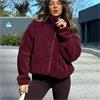 Gym+Coffee Ladies Industry Fleece High Collar Jacket Cherry Crush