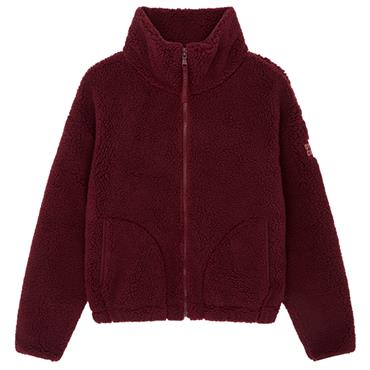 Gym+Coffee Ladies Industry Fleece High Collar Jacket Cherry Crush