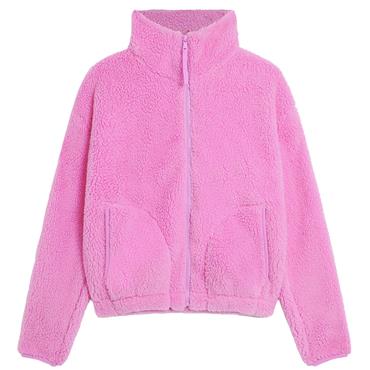 Gym+Coffee Ladies Industry Fleece High Collar Jacket Neon Pink