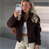 Gym+Coffee Ladies Industry Fleece High Collar Jacket Mocha Bean