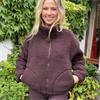 Gym+Coffee Ladies Industry Fleece High Collar Jacket Mocha Bean