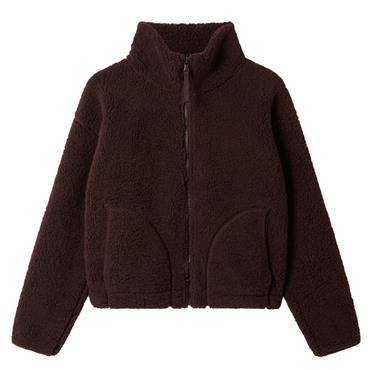 Gym+Coffee Ladies Industry Fleece High Collar Jacket Mocha Bean