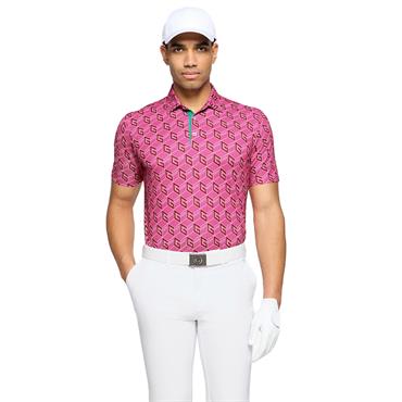 Galvin Green Gents Martinez Breathable Polo Shirt Pink - Green