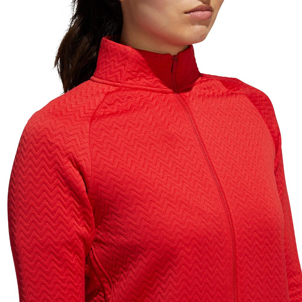 adidas Ladies Textured Full Zip Jacket Collegiate Red | Golf Store