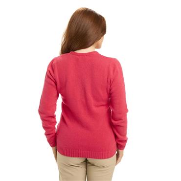 Green Lamb Ladies Superwool V Neck Sweater Lipstick