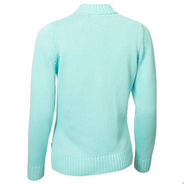 Green Lamb  Ladies ½ Zip Chuncky Cable Sweater Aqua