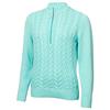 Green Lamb  Ladies ½ Zip Chuncky Cable Sweater Aqua