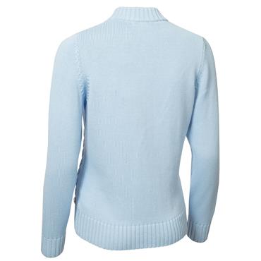 Green Lamb  Ladies ½ Zip Chuncky Cable Sweater Baby Blue
