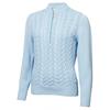 Green Lamb  Ladies ½ Zip Chuncky Cable Sweater Baby Blue
