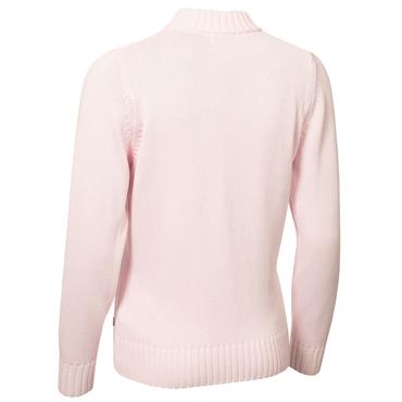 Green Lamb Ladies ½ Zip Chuncky Cable Sweater Baby Pink