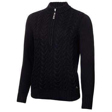 Green Lamb Ladies ½ Zip Chuncky Cable Sweater Navy