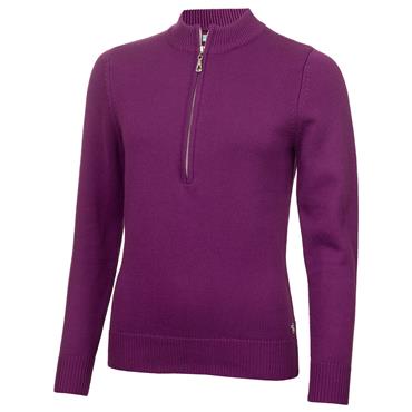 Green Lamb Ladies ½ Zip Chunky Sweater Berry