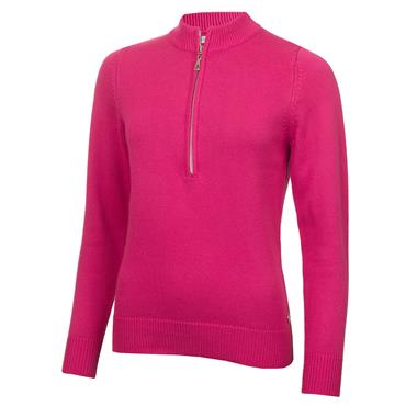 Green Lamb Ladies ½ Zip Chunky Sweater Fuchsia