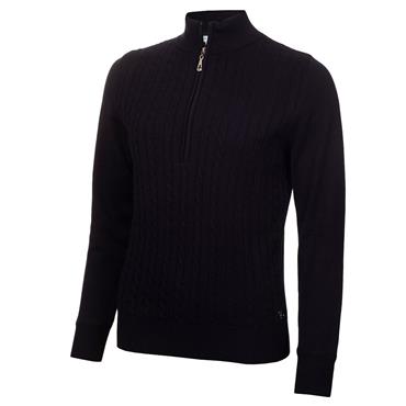 Green Lamb Ladies Lined ½ Zip Cable Sweater Navy