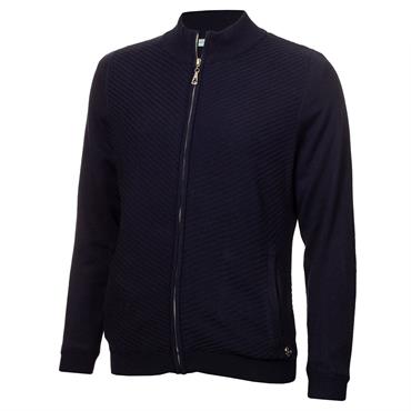 Green Lamb Ladies Full Zip Lined Cardigan with Diagonal Stitch Navy